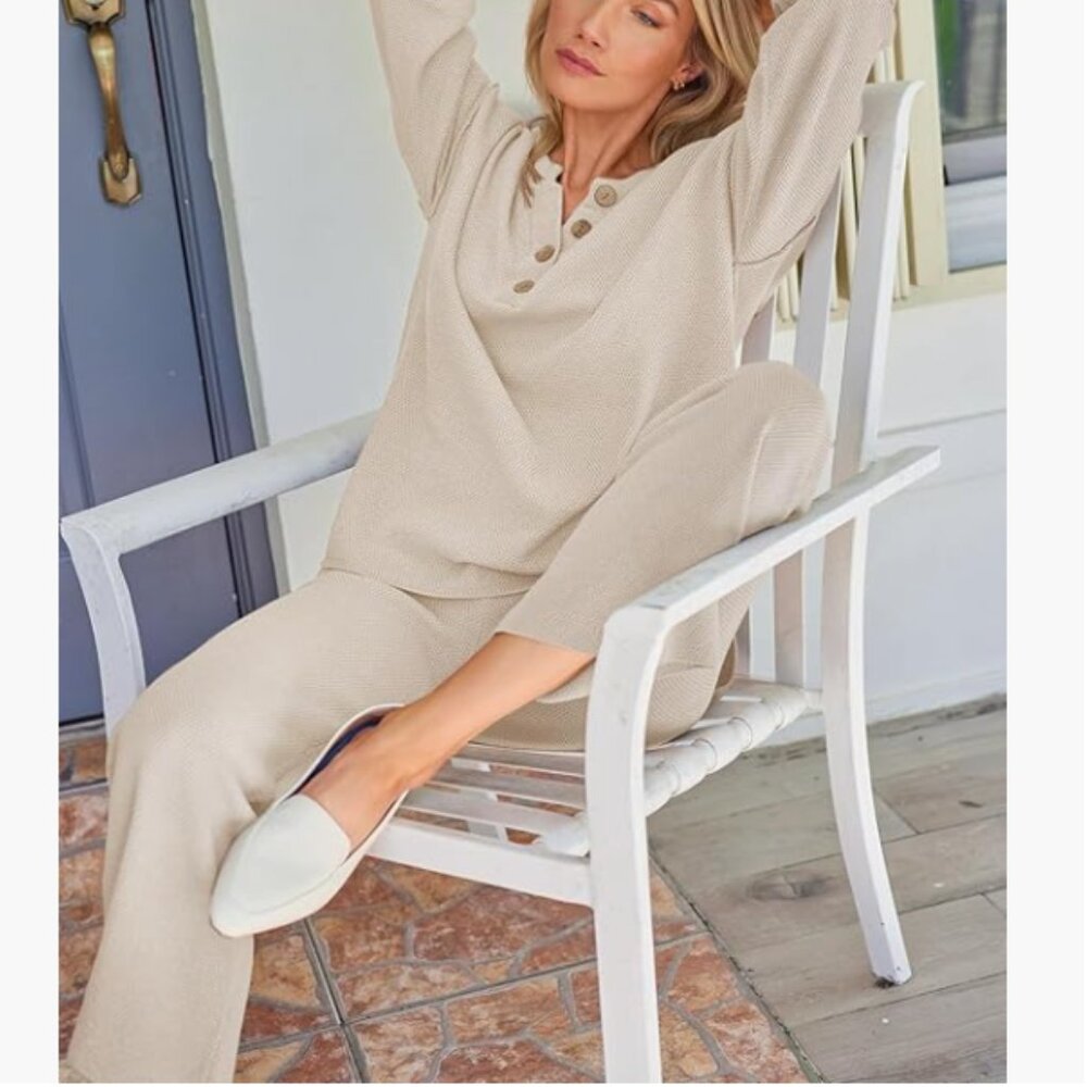 LILLUSORY 2 Piece Lounge Sets Oversized Slouchy Matching Cozy Knit Set